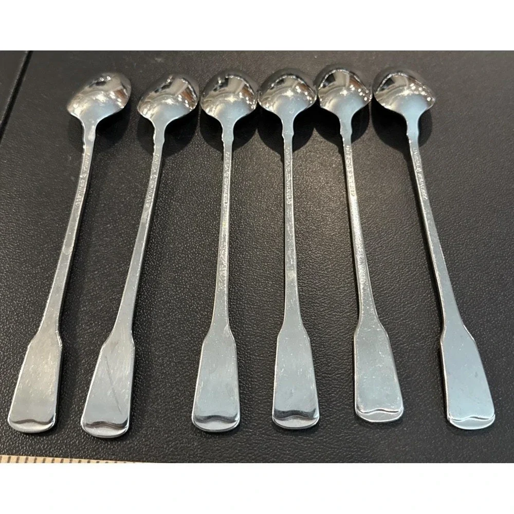 Oneida Cube Sandhurst Iced Tea Spoon Spoons Stainless Steel Flatware Set Of 6